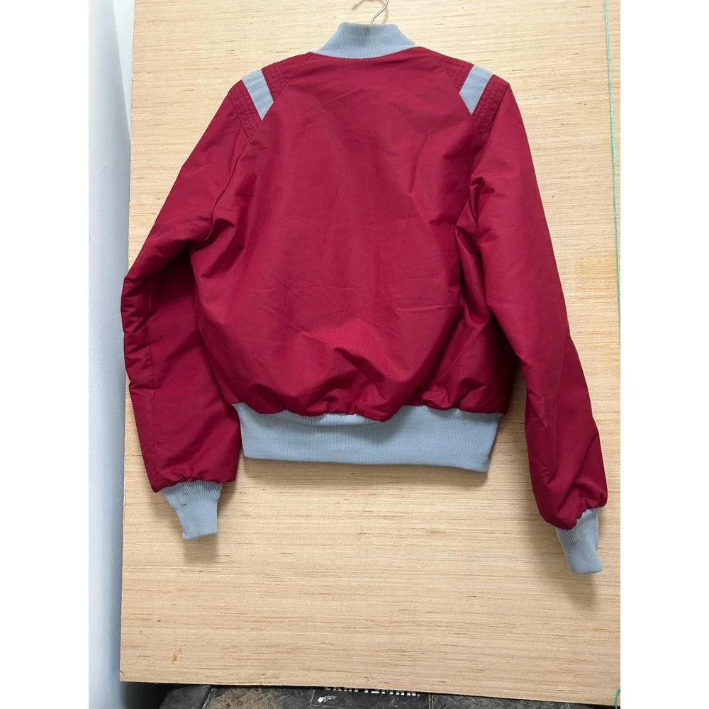 Vintage Quality Outerwear Bomber Jacket, Red Grey Fur Lined, Retro‎ Style